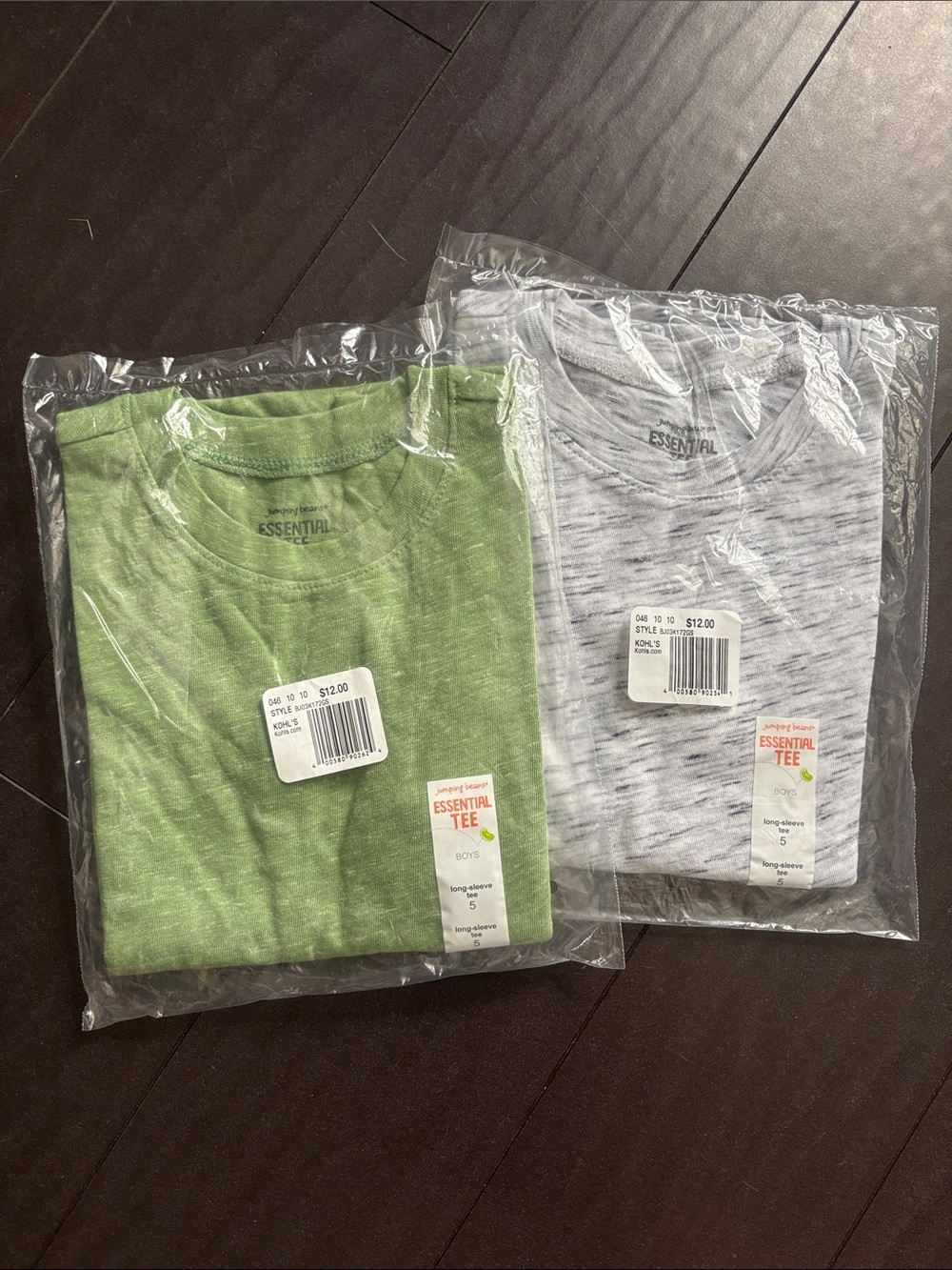 jumping beans Green & Gray Long-Sleeve Essential Tees 2-Pack